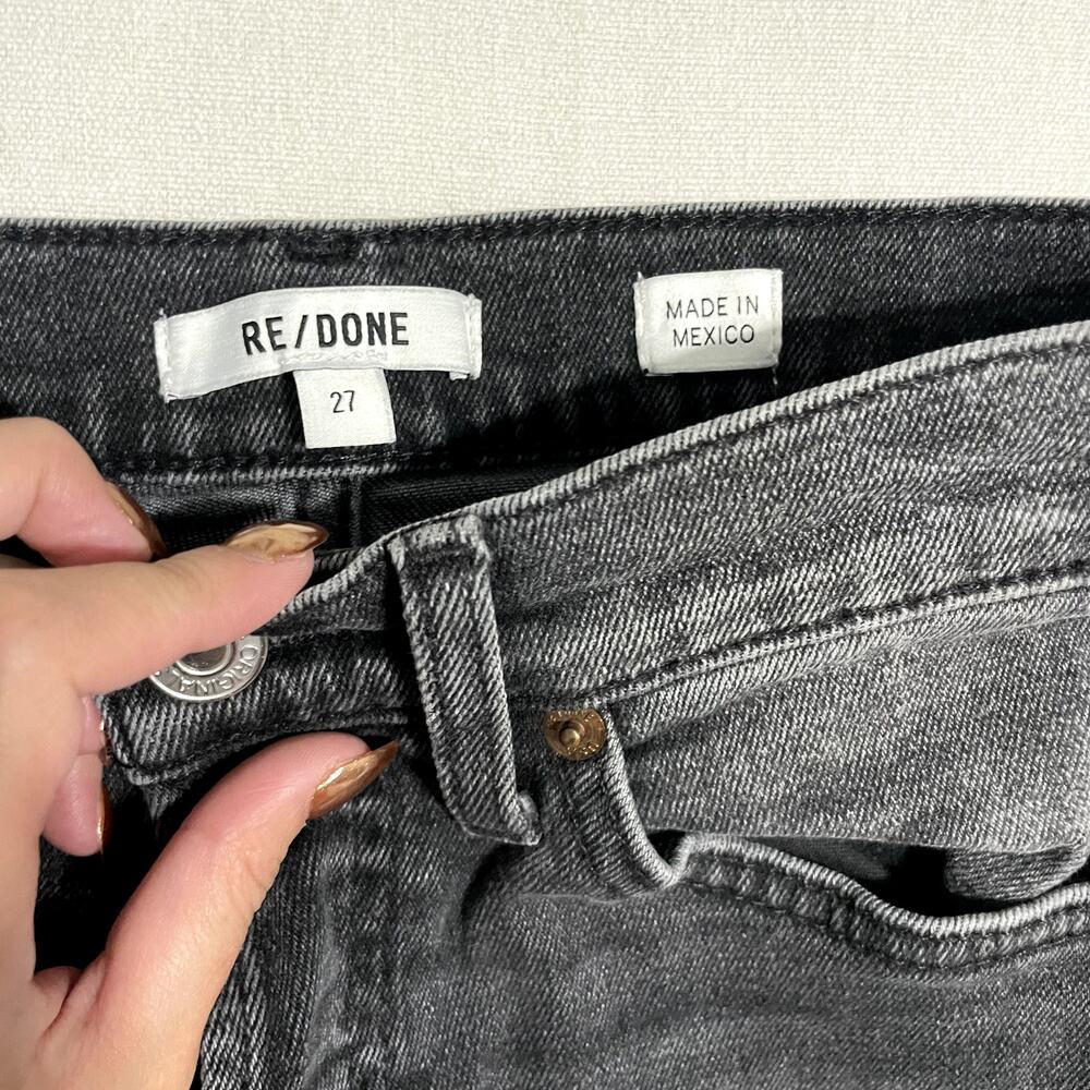 RE/DONE Raw Hem Straight Leg High Rise Dark Jeans - Size 27 - Picture 4 of 10